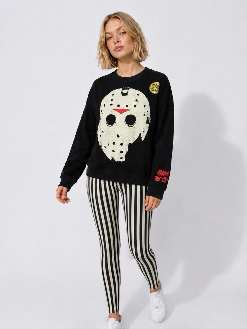 Glow-In-The-Dark Green Hockey Mask woman’s oversized sweatshirt size S NWTS